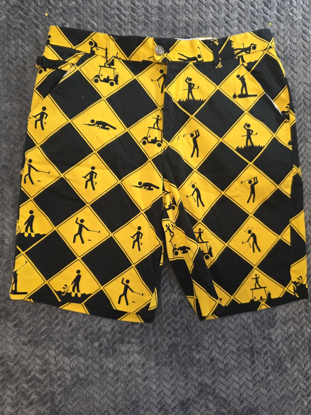 Men's Yellow & Black Graphic Swim Board Shorts